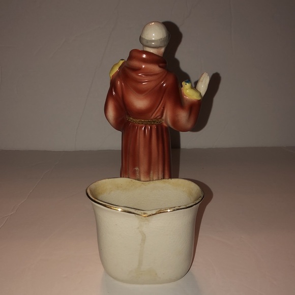 Vintage St. Francis of Assisi Glazed Porcelain Planter 8.5” Tall - Picture 2 of 12